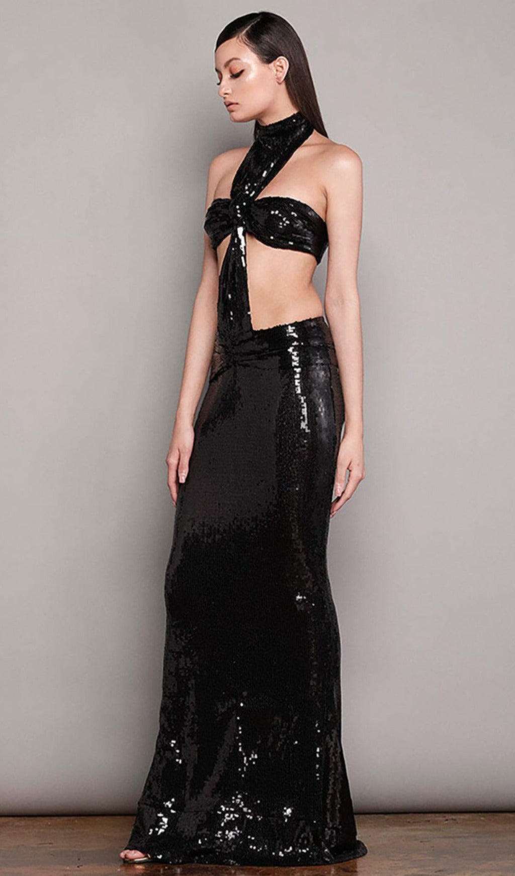 SHINY SEQUINS HALTER MAXI DRESS Sequins Dress Oh CICI