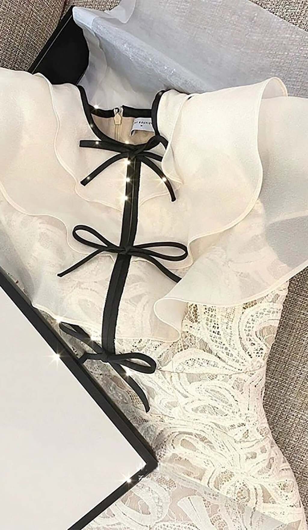 TIERED NECK MINI DRESS IN WHITE DRESS STYLE OF CB