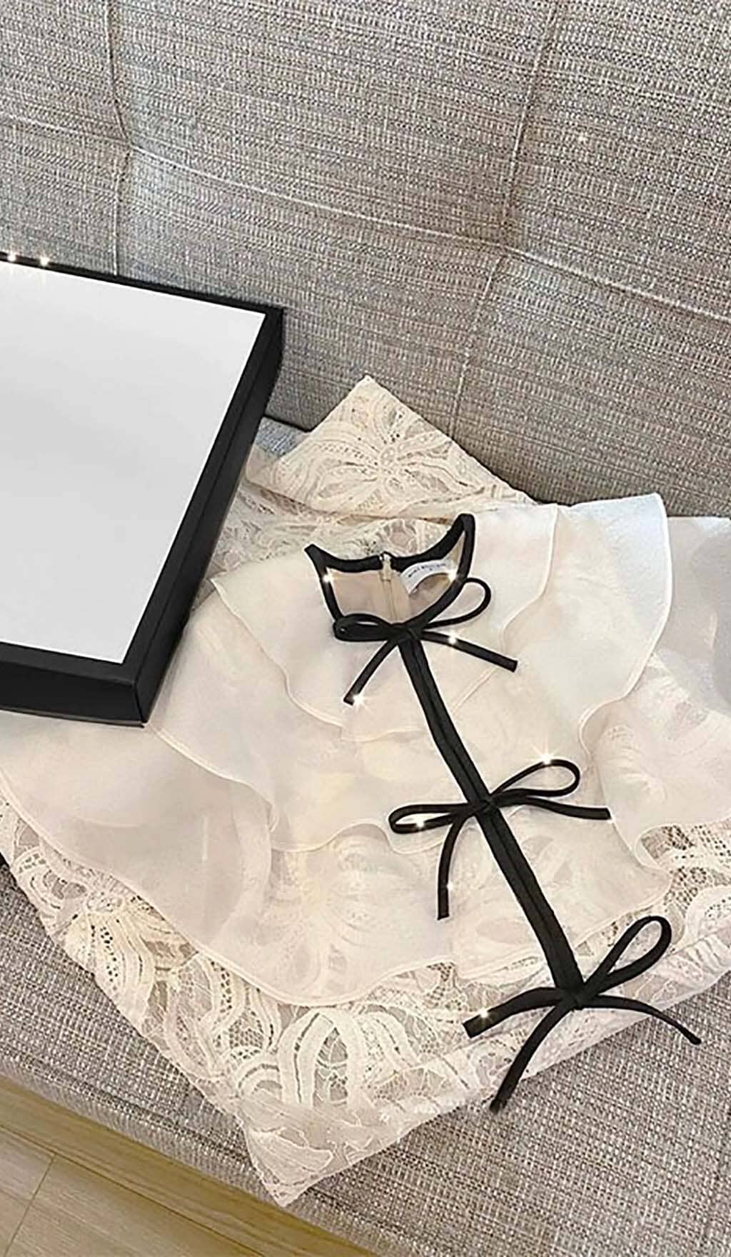 TIERED NECK MINI DRESS IN WHITE DRESS STYLE OF CB