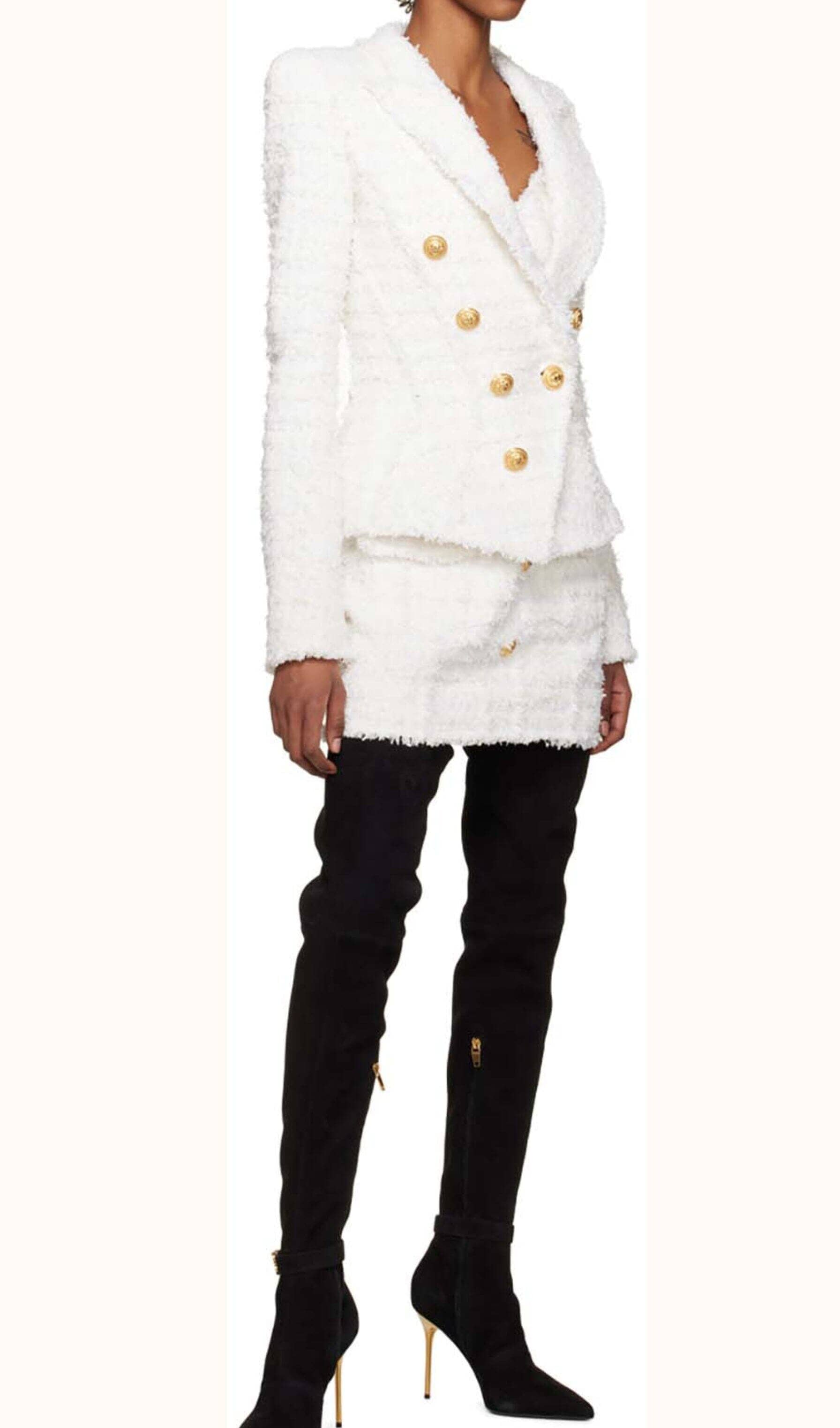 TWEED DOUBLE-BREASTED BUTTON BLAZER& PANT SET DRESS STYLE OF CB