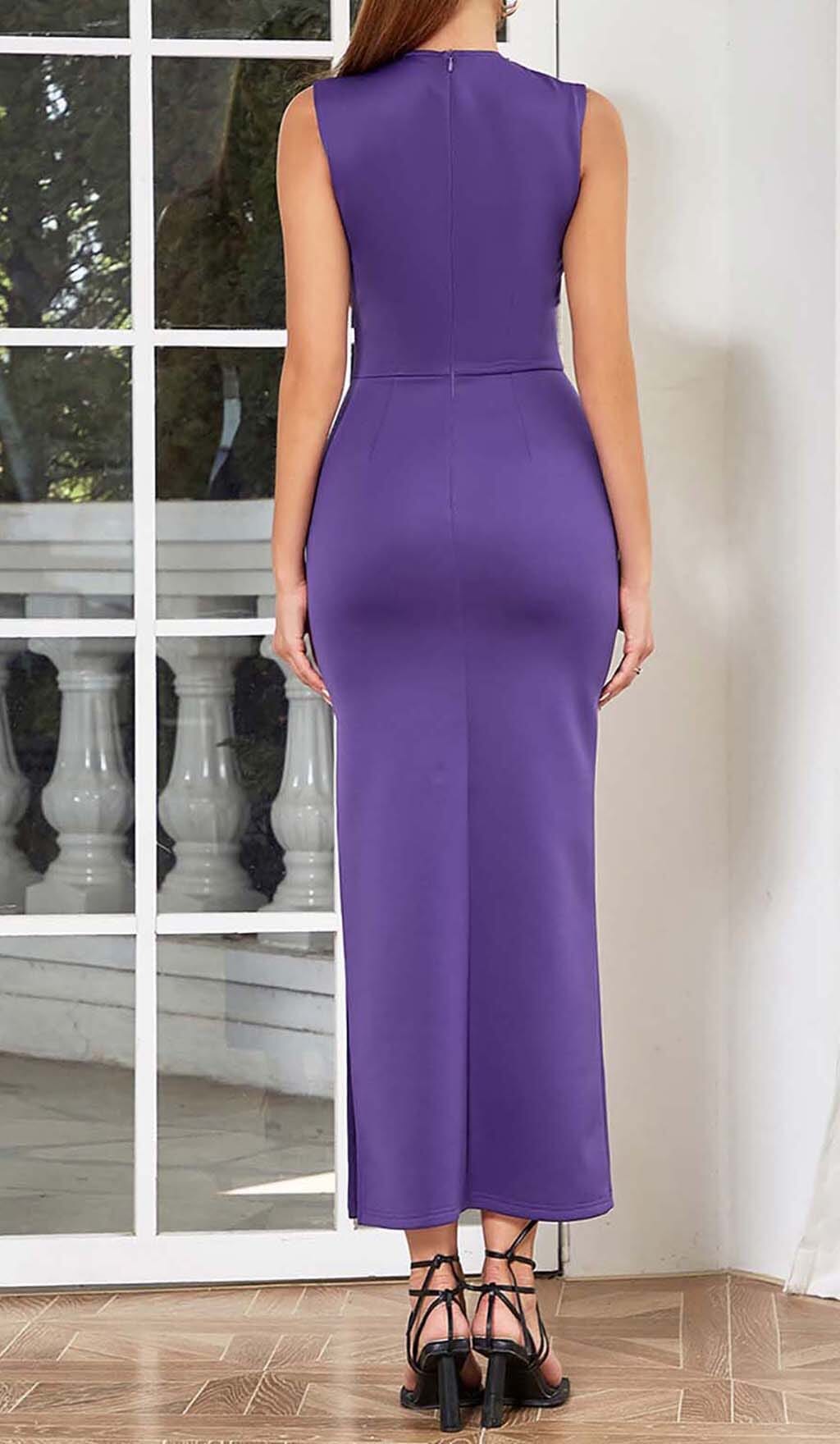TWIST FRONT CUT OUT MAXI DRESS IN PURPLE DRESS styleofcb