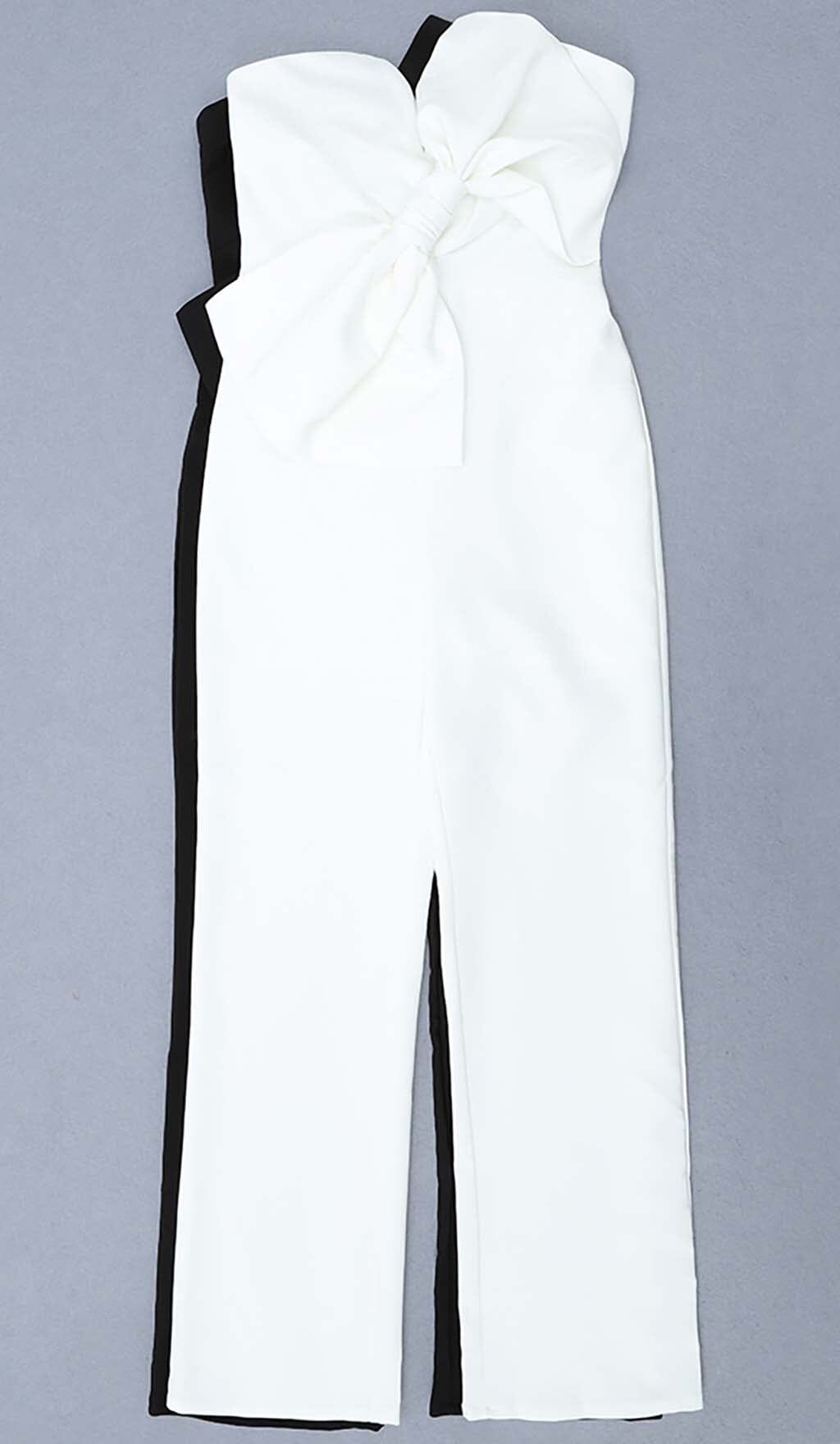 TWISTED BOW SILK FAILLE JUMPSUIT