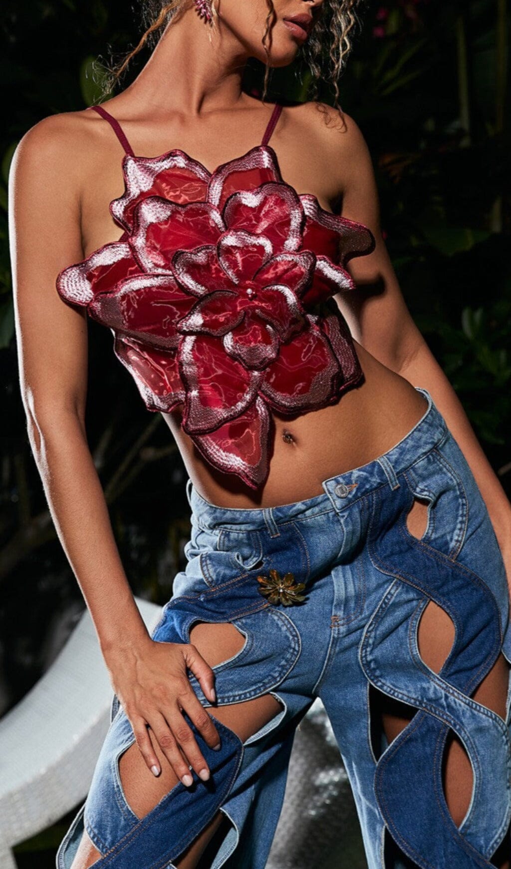 BACKLESS LACE FLOWER TOP Tops styleofcb