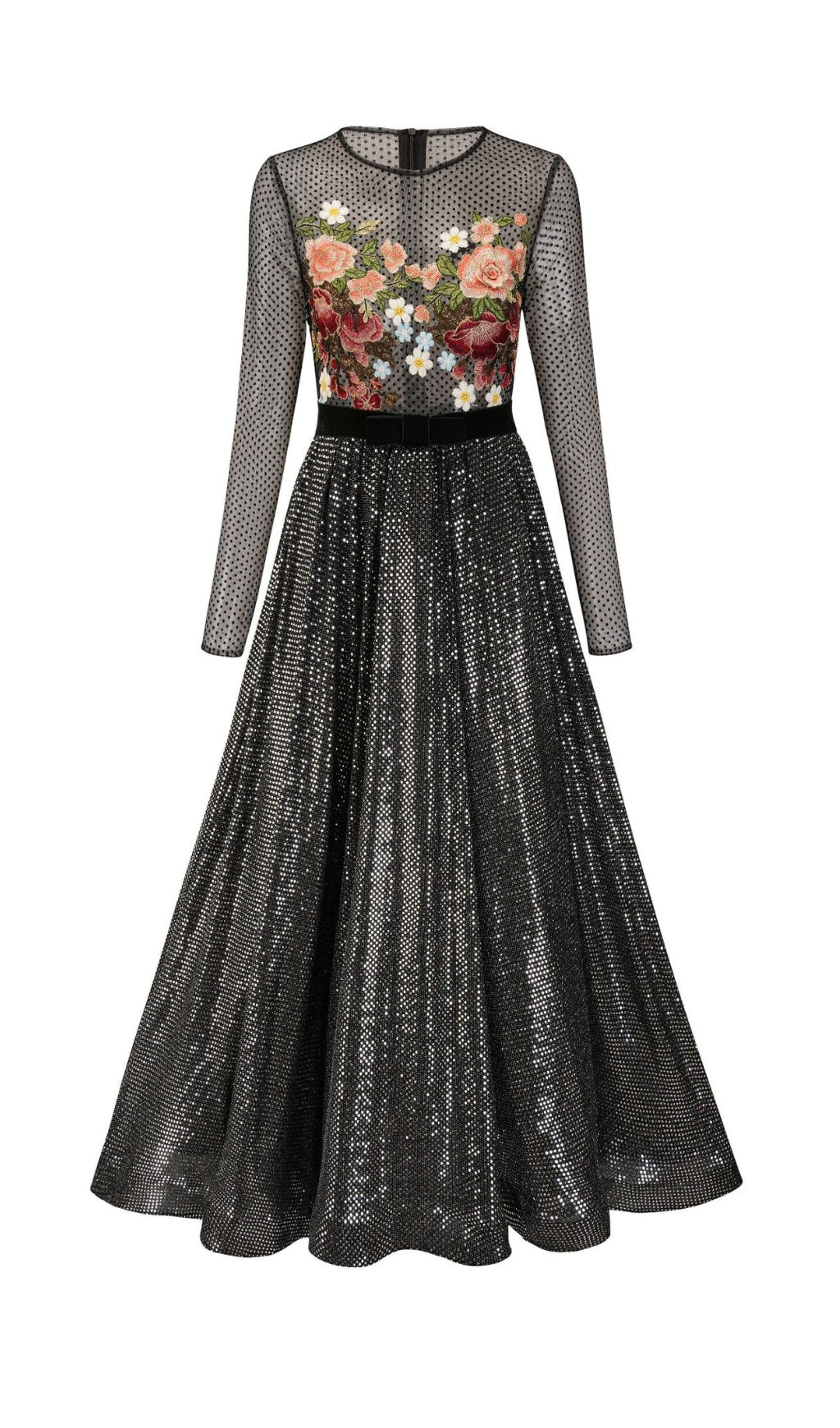 PATCHWORK FLORAL EMBROIDED DRESS