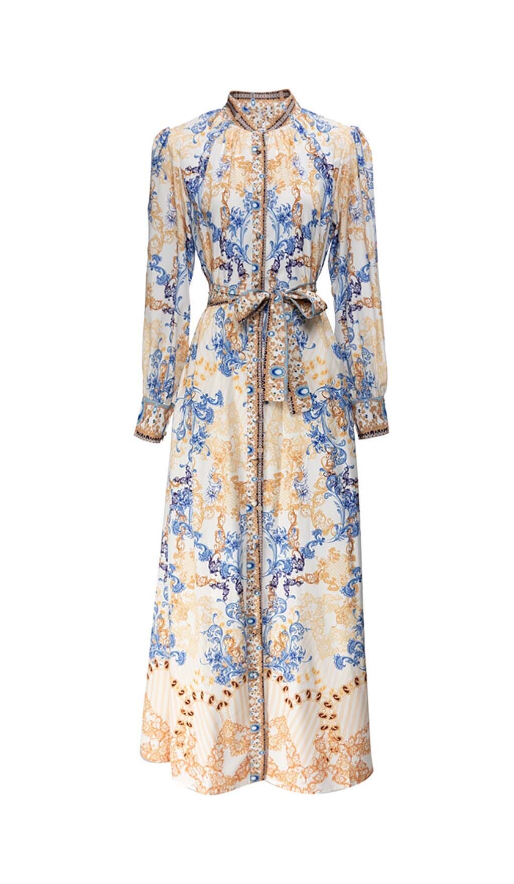 VINTAGE FLORAL FULL PRINTING MAXI DRESS DRESS STYLE OF CB