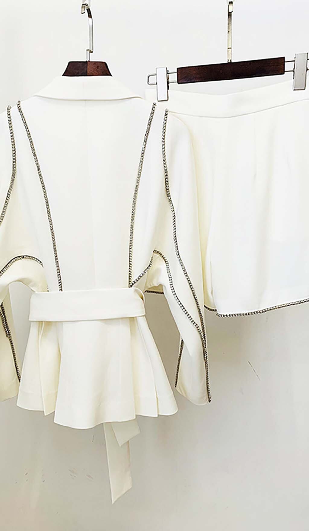 WAVY STRASS JACKET DRESS IN WHITE sis label