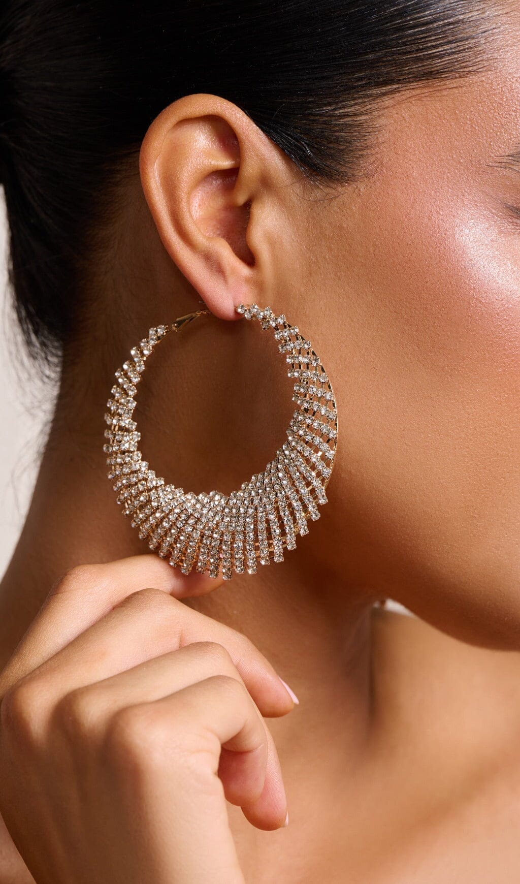 GOLD DIAMANTE HOOP EARRINGS JEWELLERY styleofcb