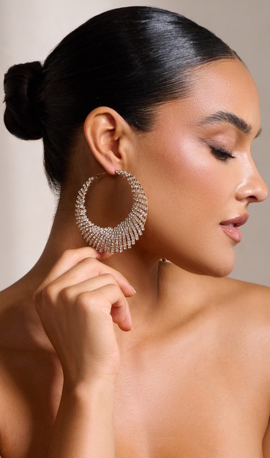 GOLD DIAMANTE HOOP EARRINGS JEWELLERY styleofcb