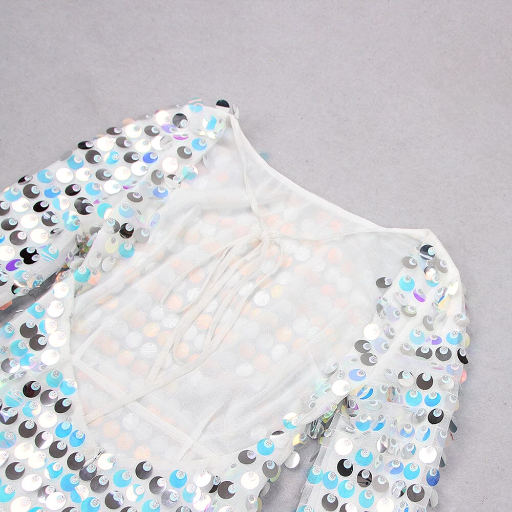 CREWNECK SLIM SEQUIN BACKLESS MAXI DRESS styleofcb