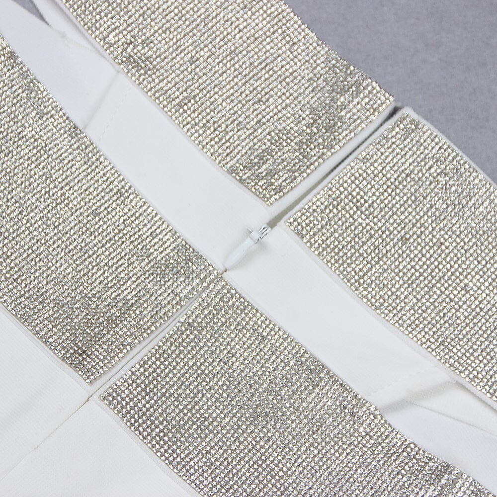 EMBELLISHED PERSPECTIVE TWO PIECE SET IN WHITE DRESS sis label