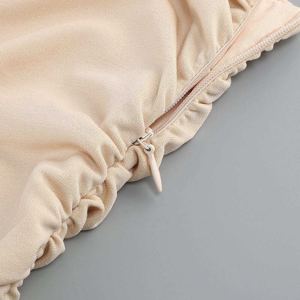RUCHED STRAPPY MIDI DRESS IN NUDE DRESS sis label