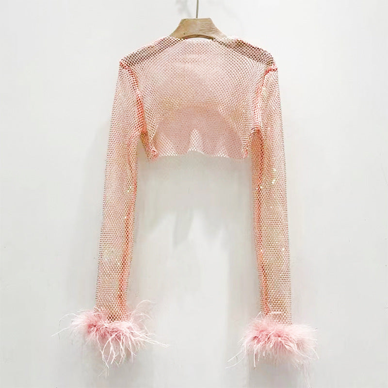 BLING FEATHER CROP TOP