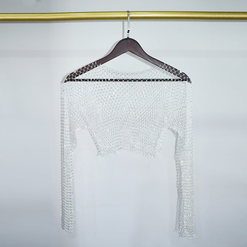 BLING LONG SLEEVE CROP TOP