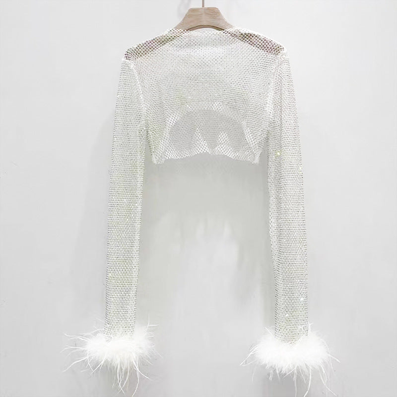 BLING FEATHER CROP TOP