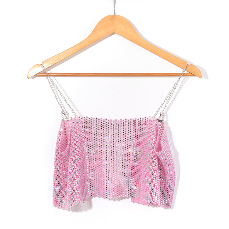 BLING CHAIN CRYSTAL CROP TOP