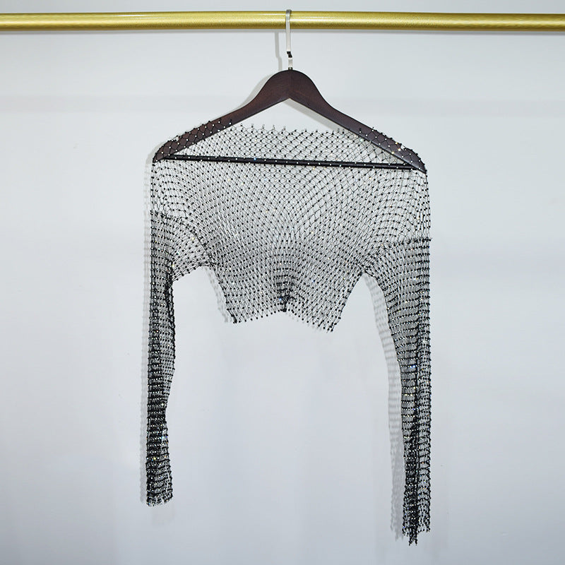 BLING LONG SLEEVE CROP TOP