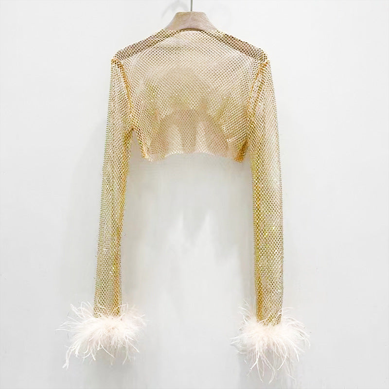 BLING FEATHER CROP TOP