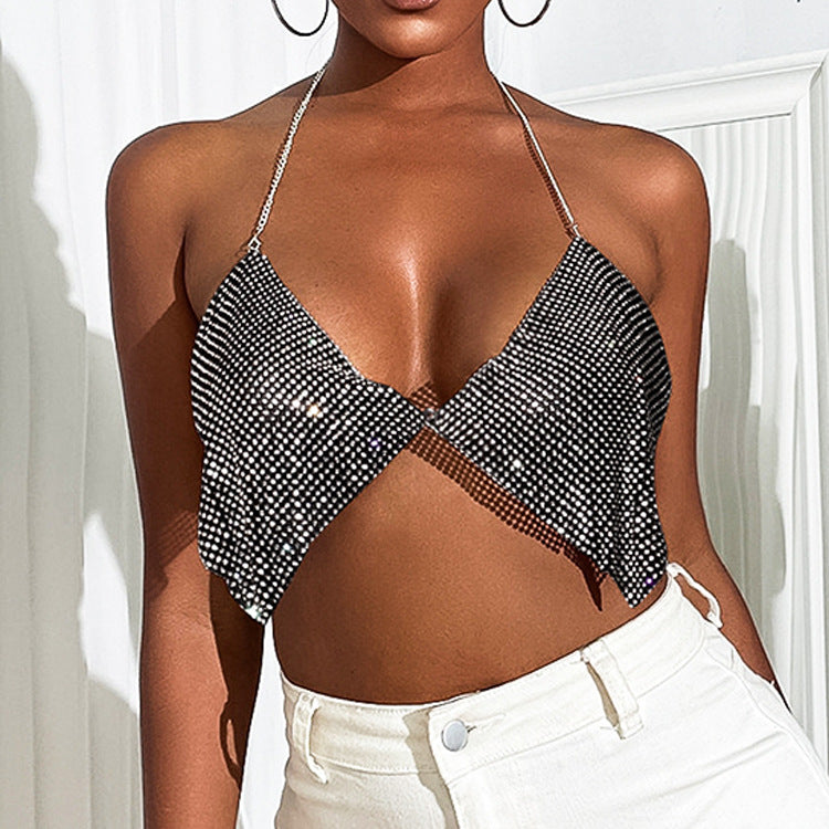 BLING METAL HALTER TOP