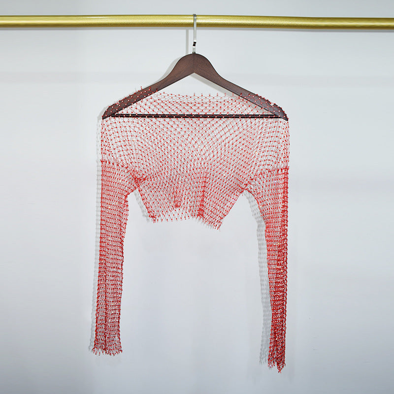BLING LONG SLEEVE CROP TOP