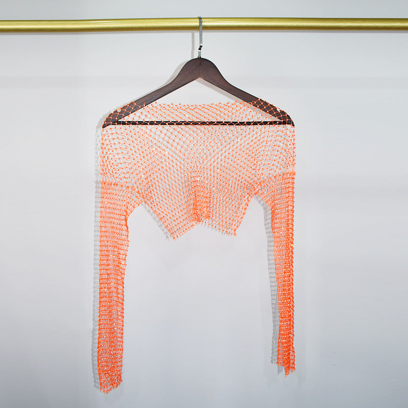 BLING LONG SLEEVE CROP TOP