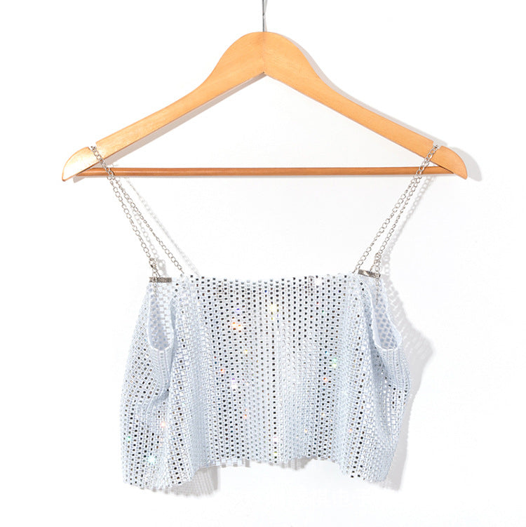 BLING CHAIN CRYSTAL CROP TOP