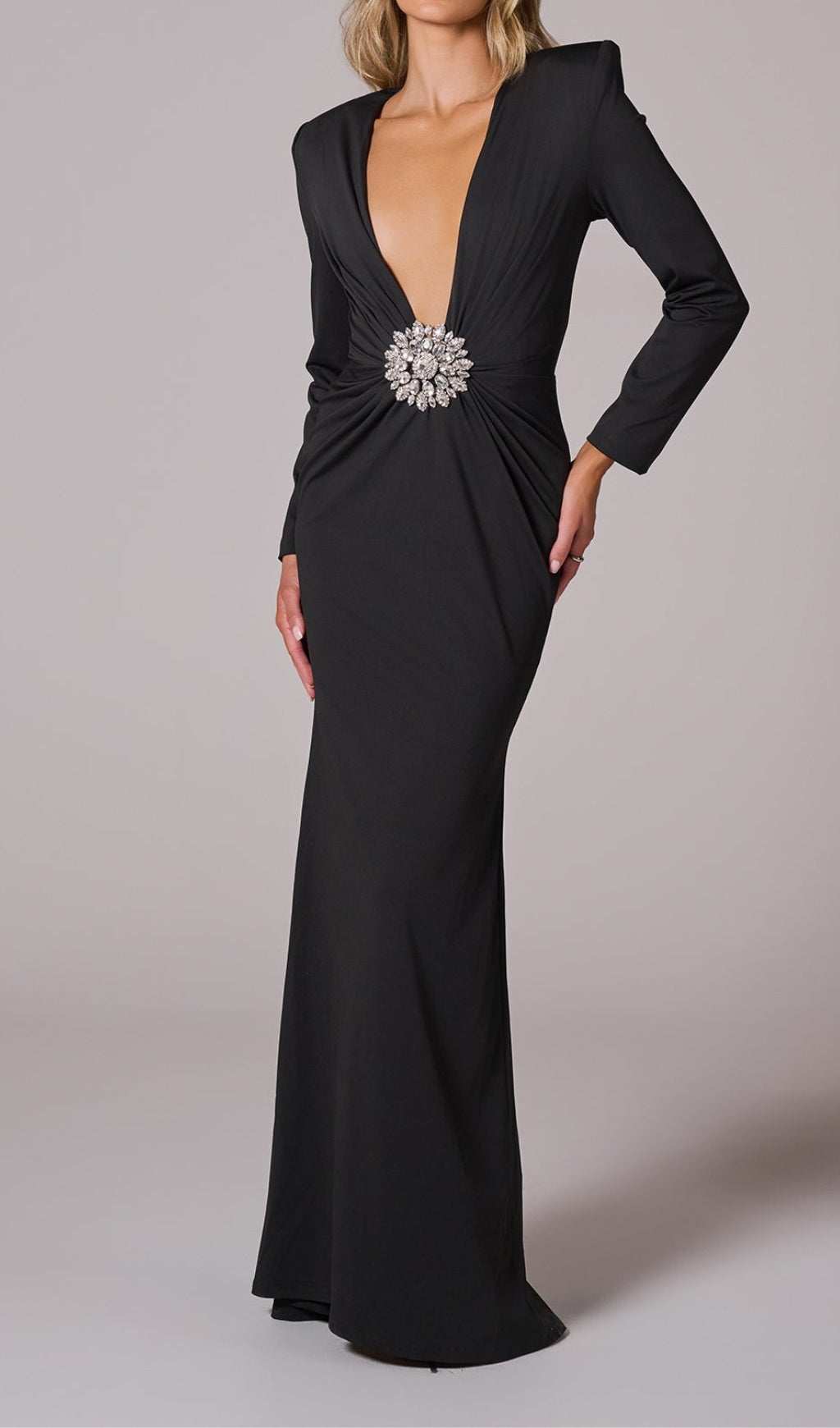 Long sleeve embellished maxi dresses