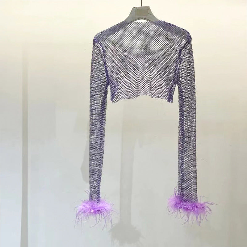 BLING FEATHER CROP TOP