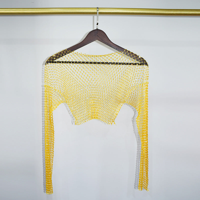 BLING LONG SLEEVE CROP TOP