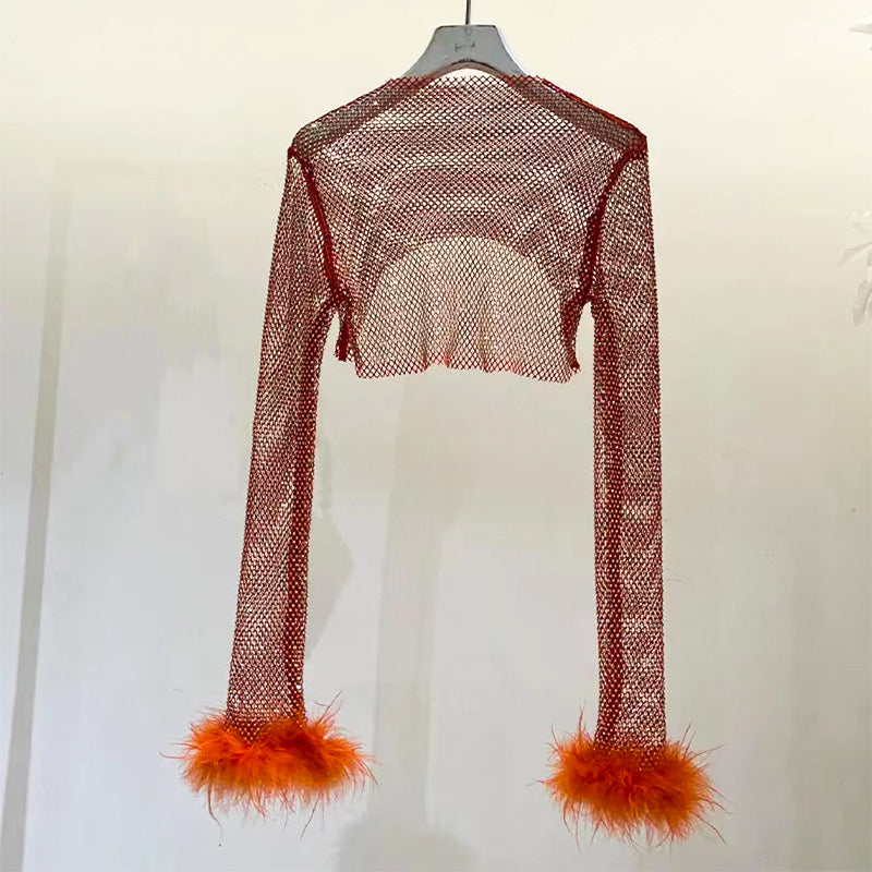 BLING FEATHER CROP TOP