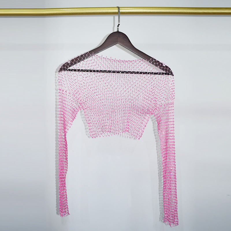 BLING LONG SLEEVE CROP TOP