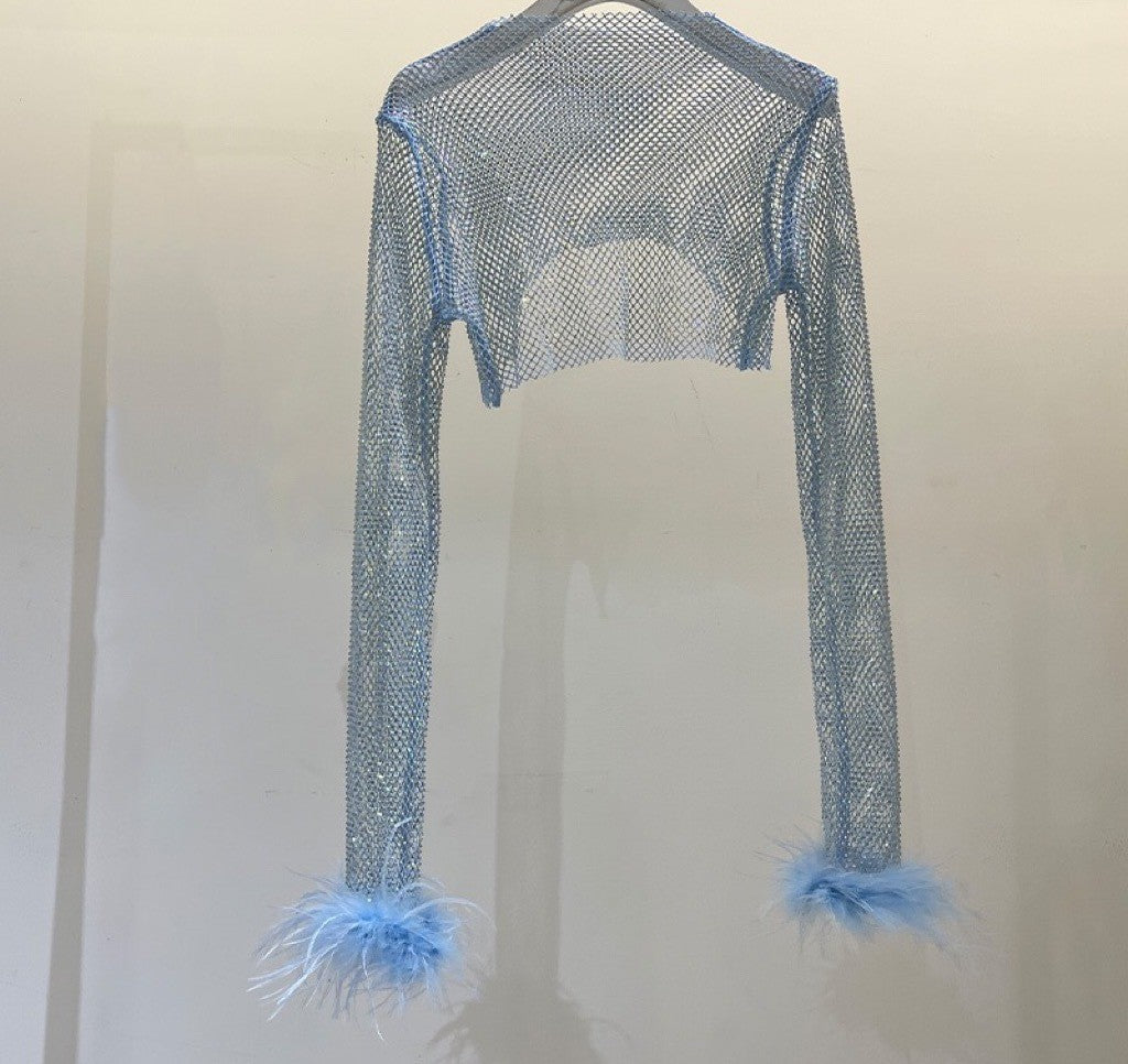 BLING FEATHER CROP TOP