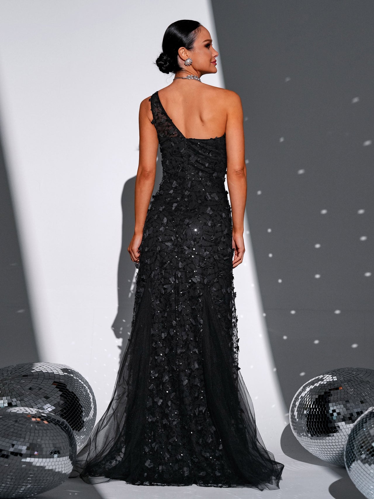 Butterfly Off Shoulder Sequin Mermaid Dress