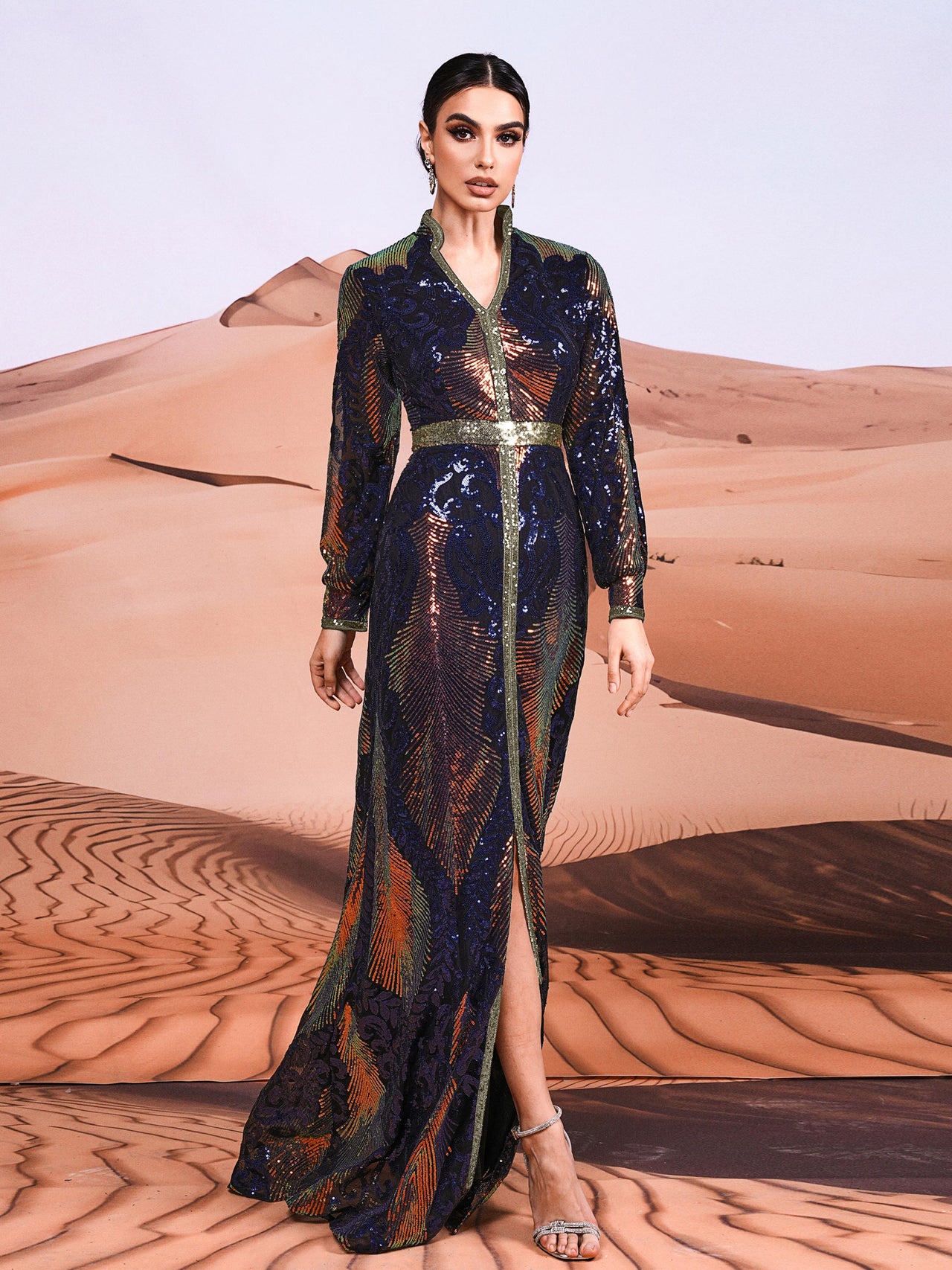 Cutout Sequin Maxi Dress