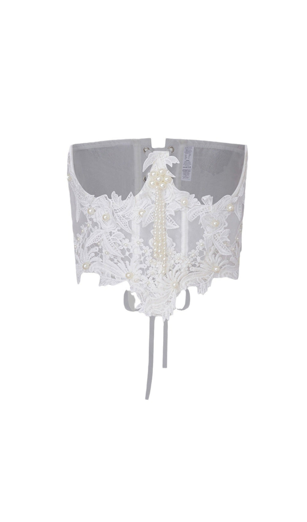 Pearl embellished corset top in white