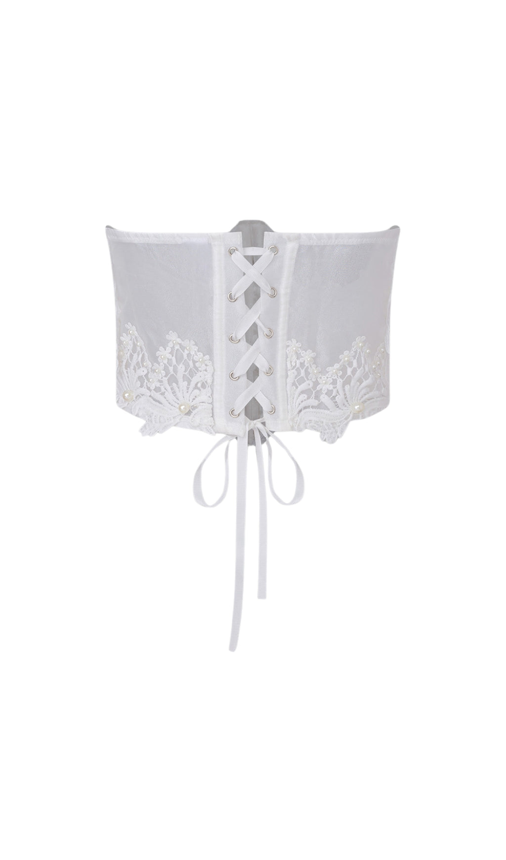 Pearl embellished corset top in white