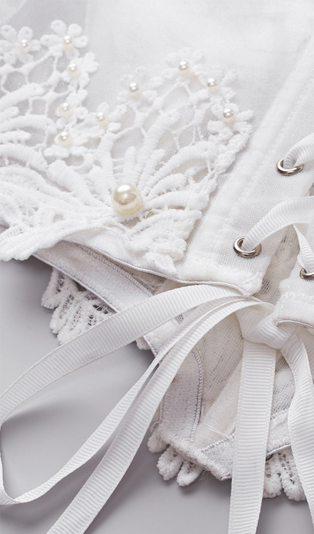 Pearl embellished corset top in white