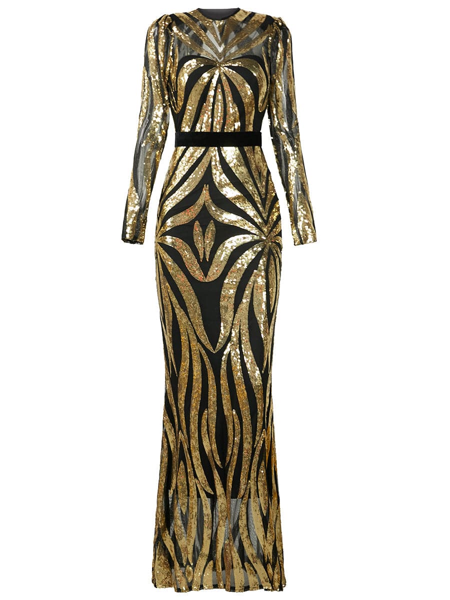 Geometric Sequin Cutout Cocktail Dress