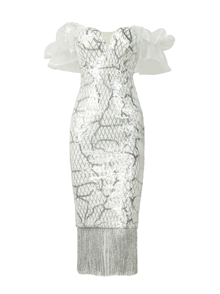 Tassel Midi Sequin Dress