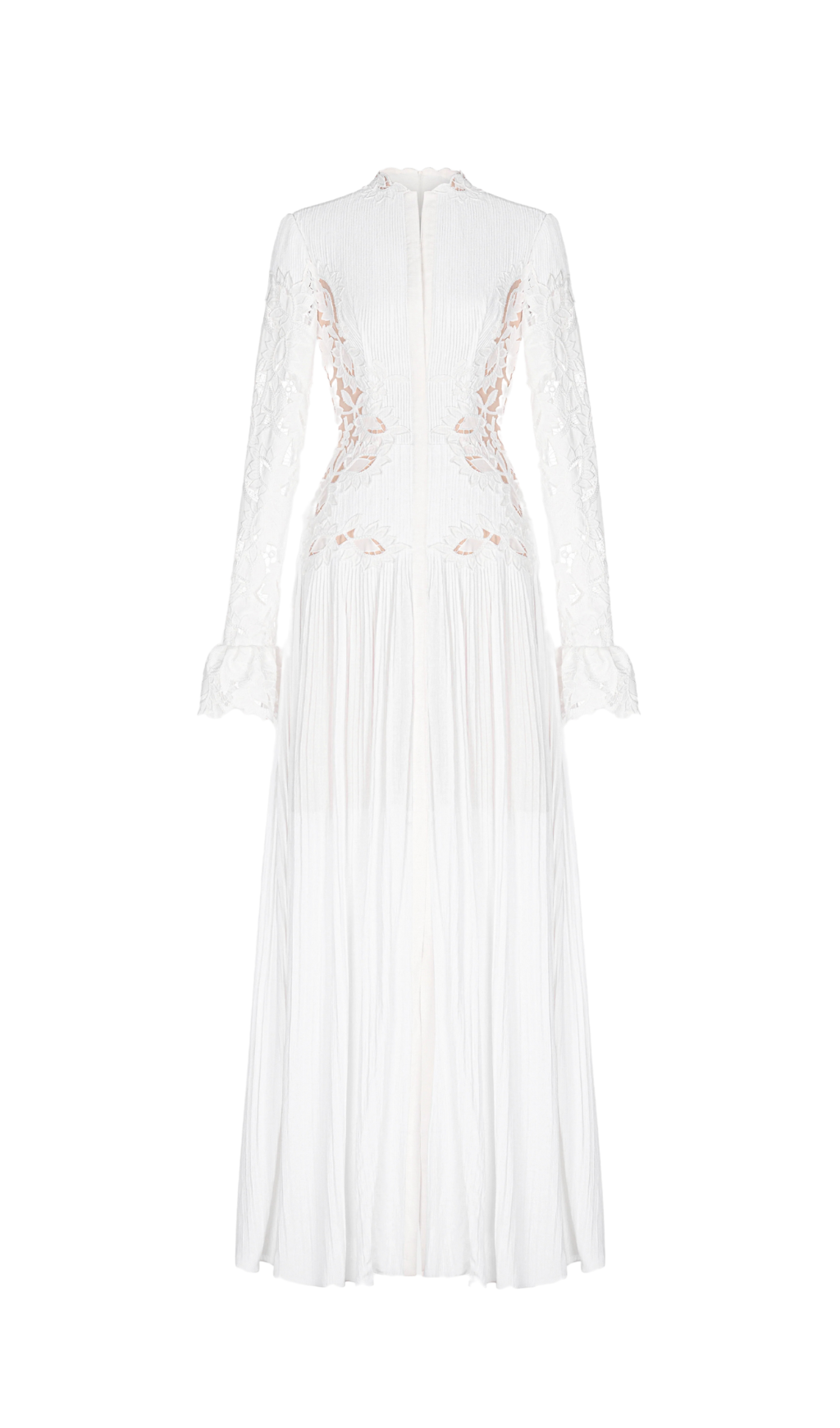 lace embroidered hollow maxi dress in white