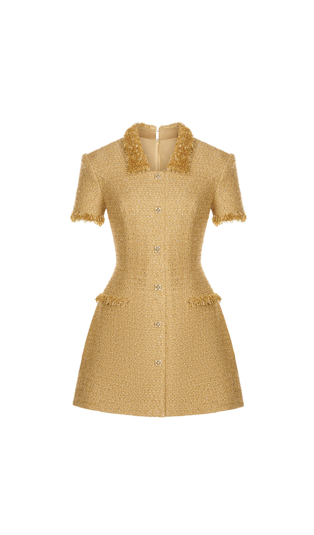 gold embellished mini dress