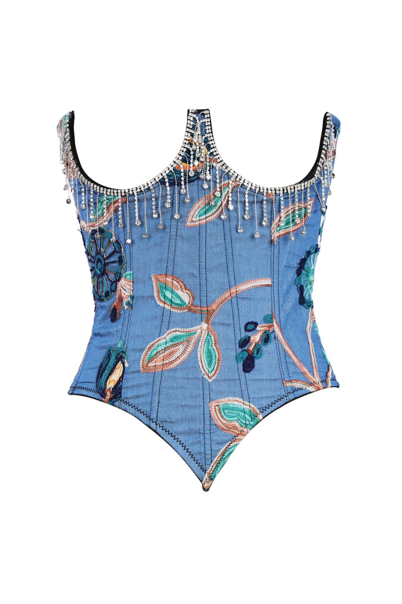 Lace Boning flower embellished Corset top