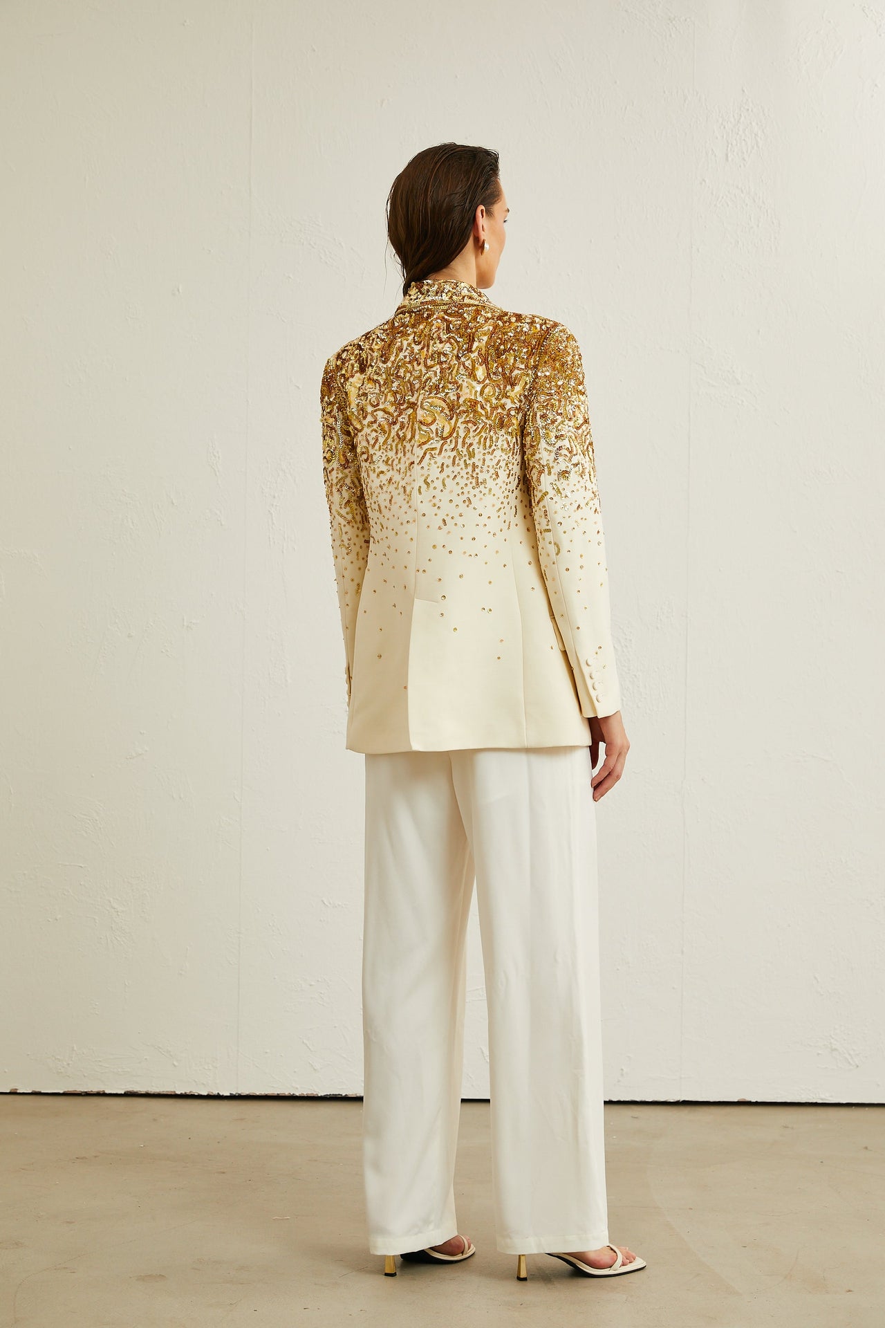 Carole stud-embellished embroidered blazer