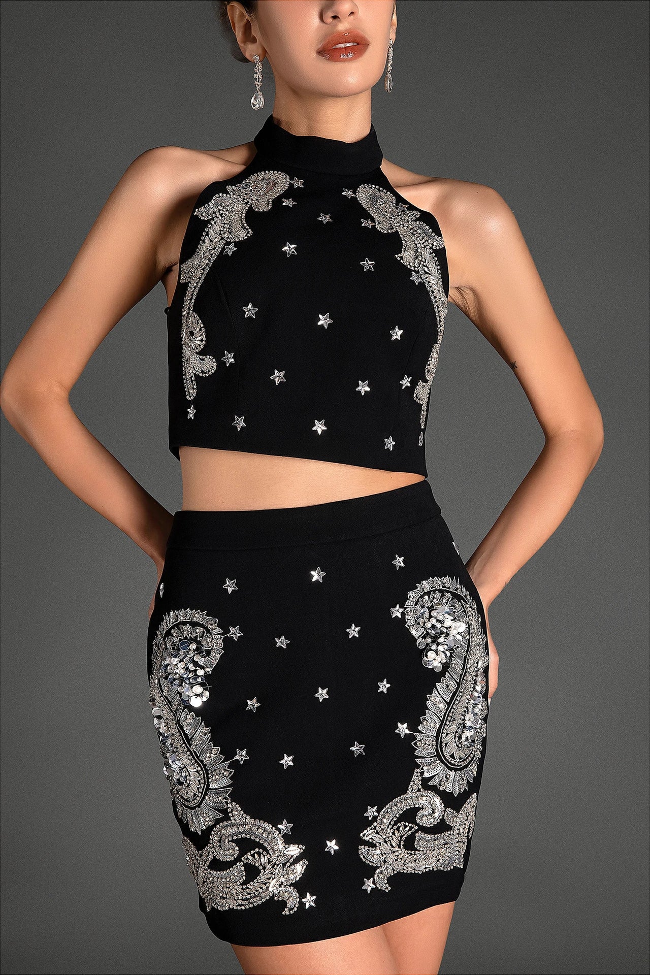 Pardeas Sleeveless Rhinestone Star Set