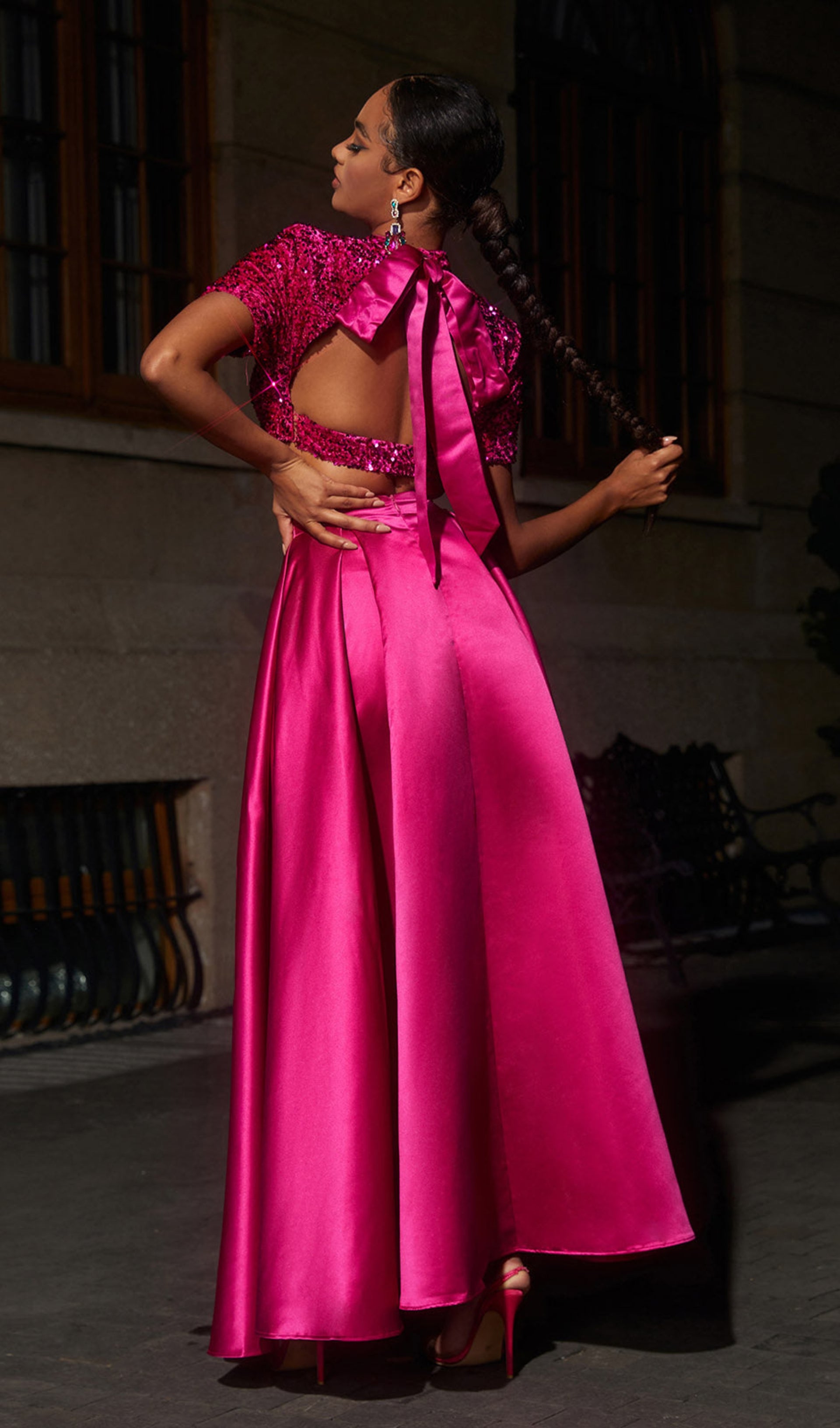 Short Sleeve Split Skirt Set