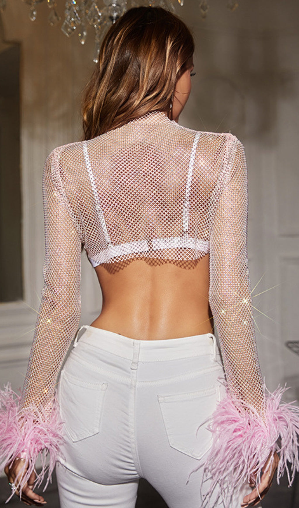 BLING FEATHER CROP TOP