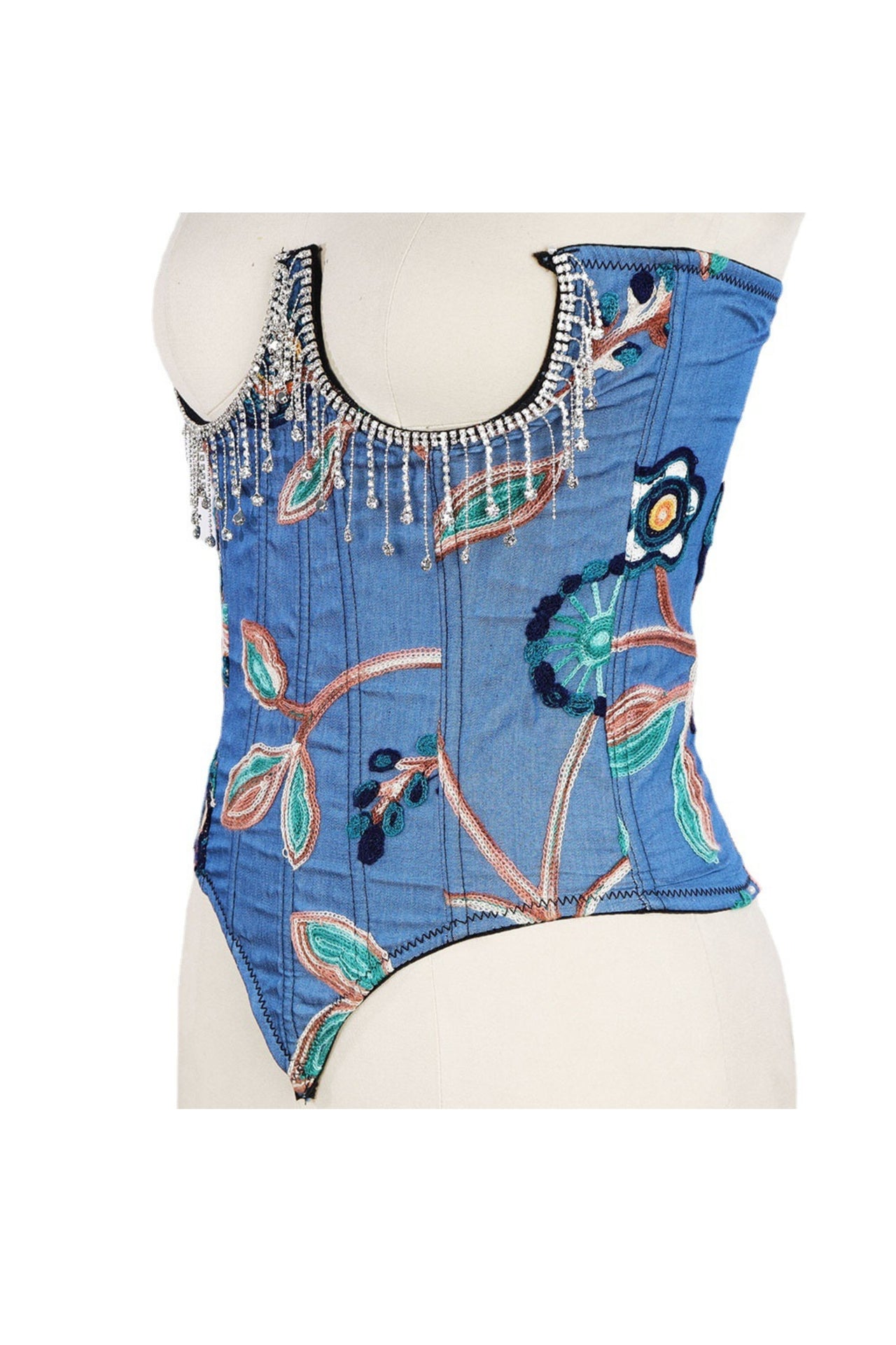 Lace Boning flower embellished Corset top