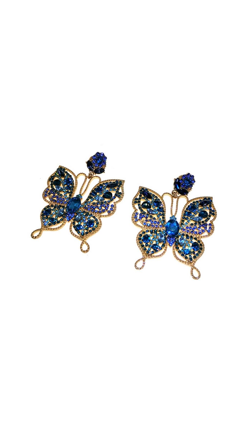 COLORFUL DIAMOND BUTTERFLY RHINESTONE EARRINGS