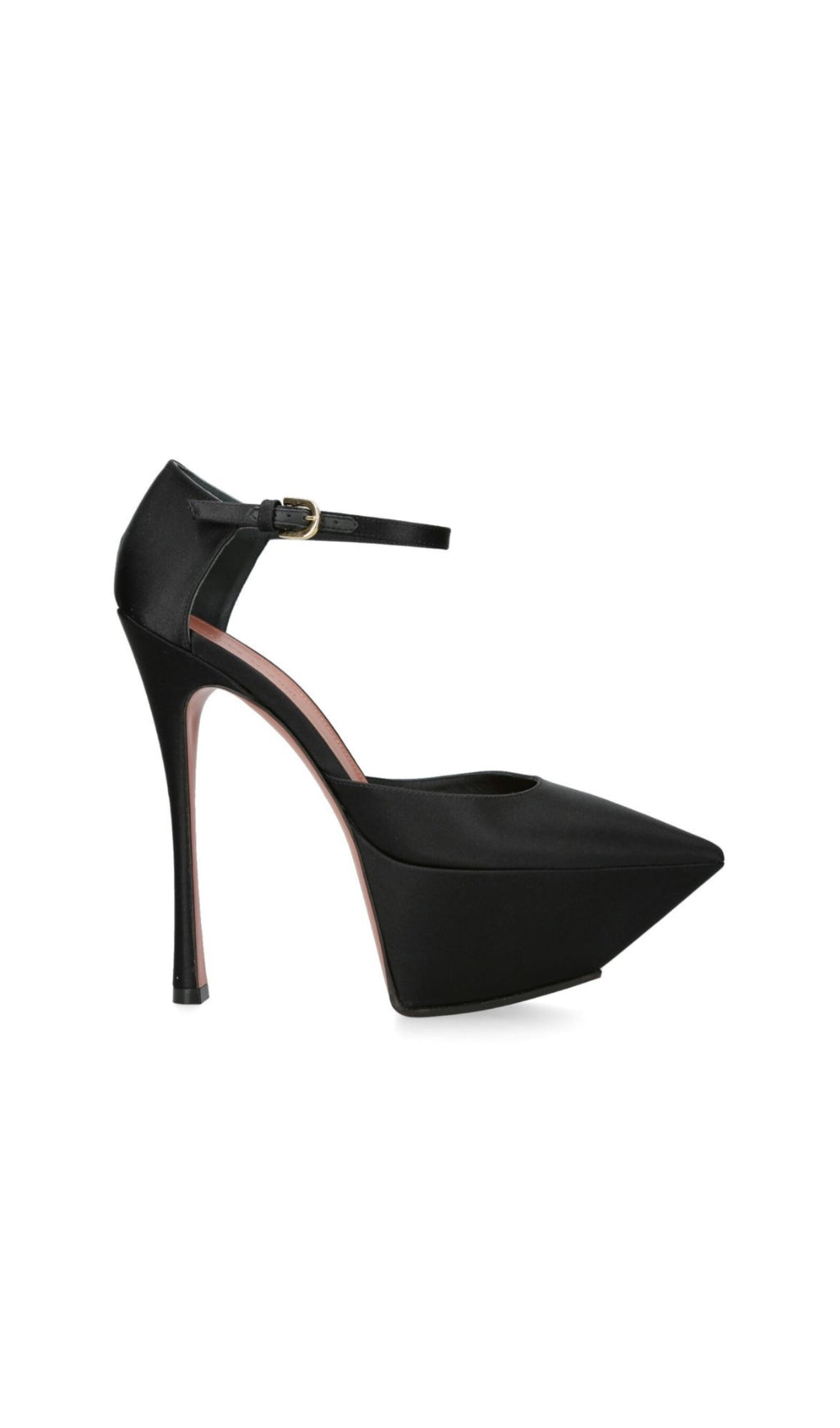 SATIN PLATFORM PUMPS IN BLACK