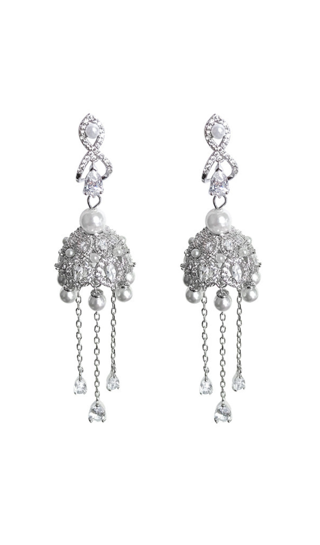 WIND CHIME FRINGE PEARL EARRINGS