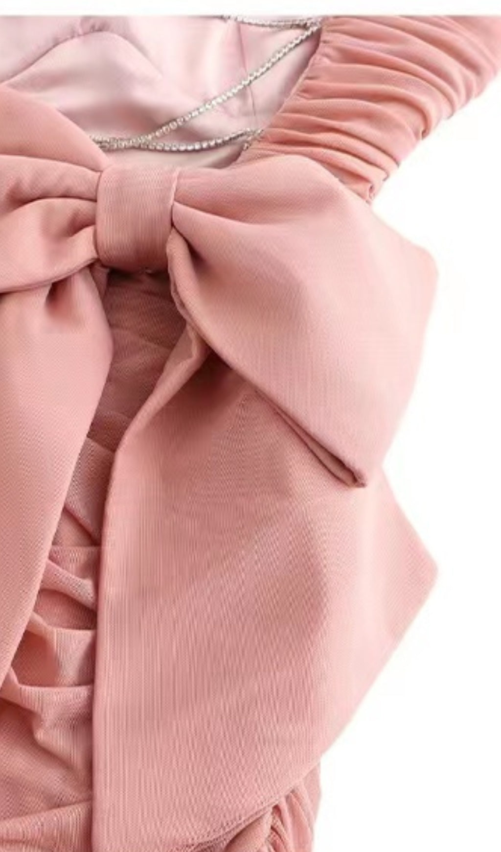 BOW DETAIL PLEATED MINI DRESS WITH GLOVES IN PINK